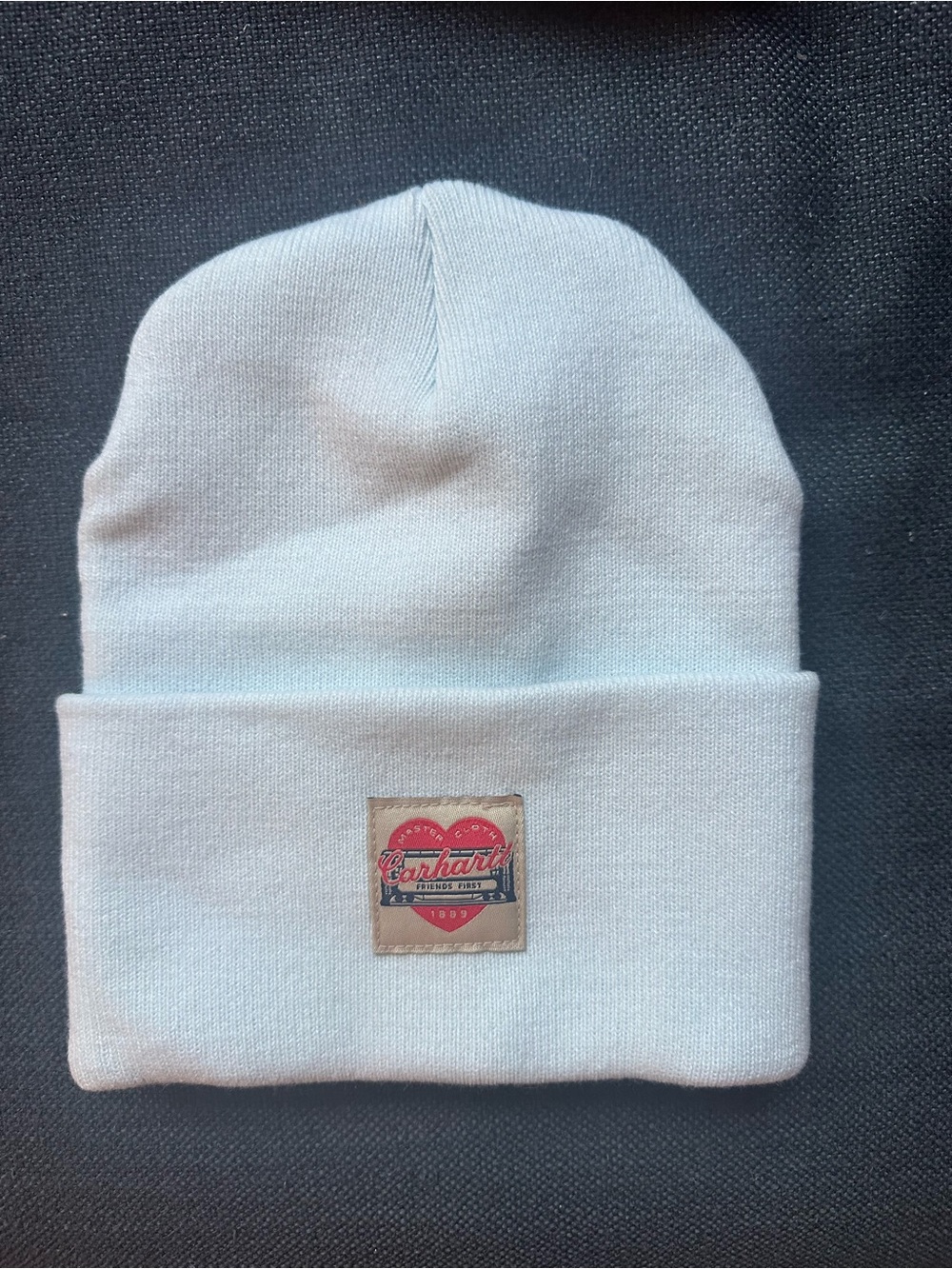 Carhartt Light Blue Cuffed Beanie with Heart Patch